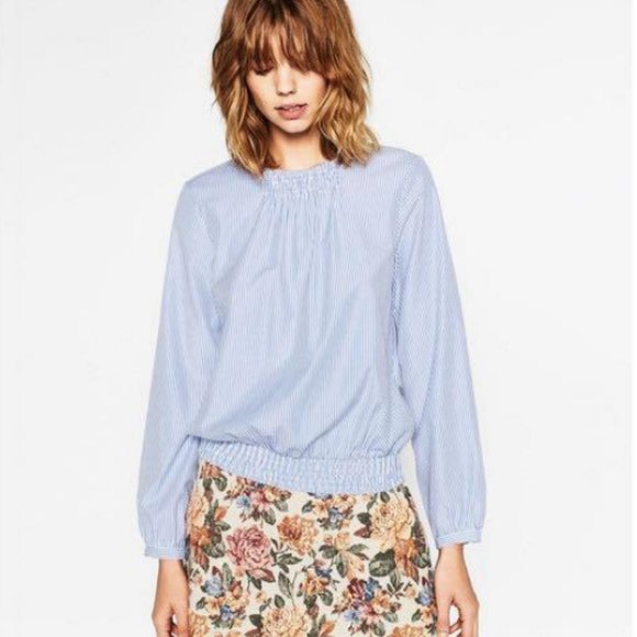 Zara Striped Poplin Top Blouse - Picture 2 of 7